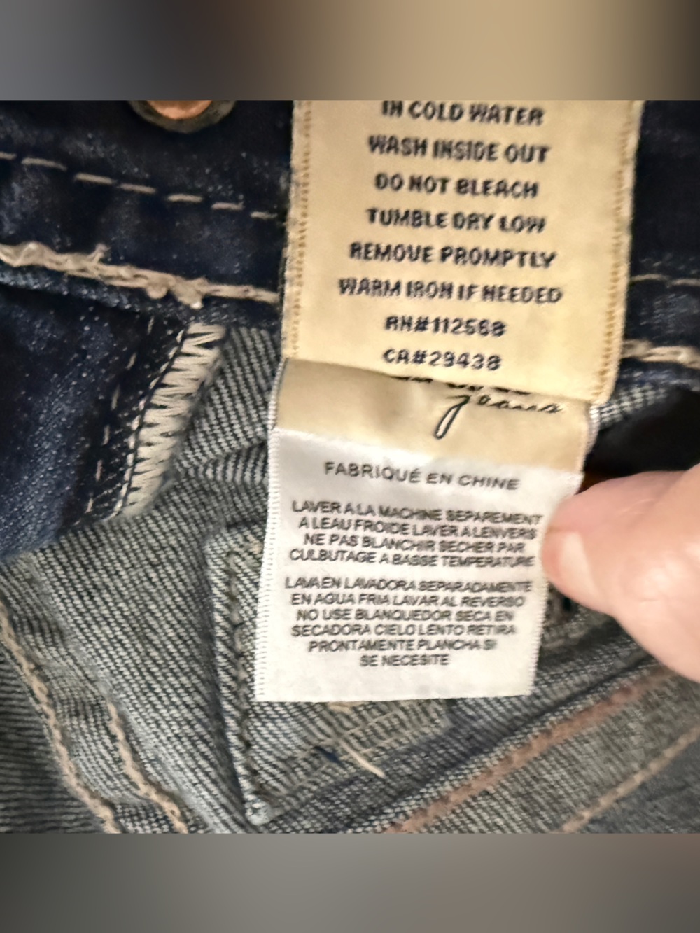 Miss Me Dark Blue Faded Boot Jeans Bling Stretch Slightly Distressed | GUC - Picture 9 of 9